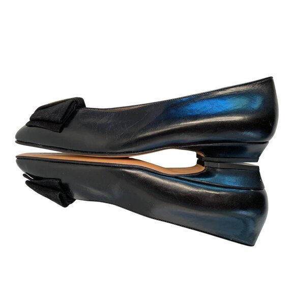 VTG Bruno Magli Black Leather Flats Bow Made In Italy Size 5 8949 GUC - Picture 10 of 10